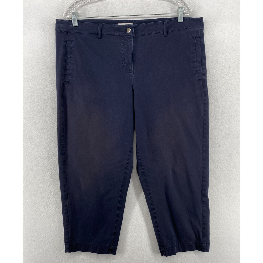 EILEEN FISHER Pants L Stretch Organic Cotton Denim Tapered Cropped Blue